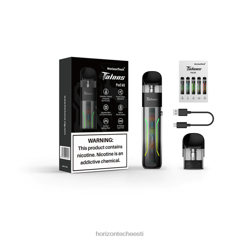 2JXRL200 HorizonTech Talons stardikomplekt HorizonTech disposable vape - kesköö hõbe