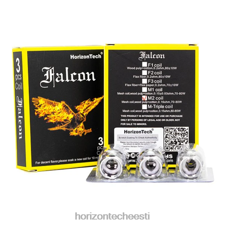 2JXRL164 HorizonTech Falcon poolid (3-pakk) Horizon Tech vape coils - m2 võrgusilma mähis 0,16 oomi