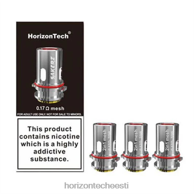 2JXRL6 HorizonTech Sakerz poolid (3-pakk) Horizon Tech vape tank - 2-ühes võrk 0,17 oomi (3-pakk)