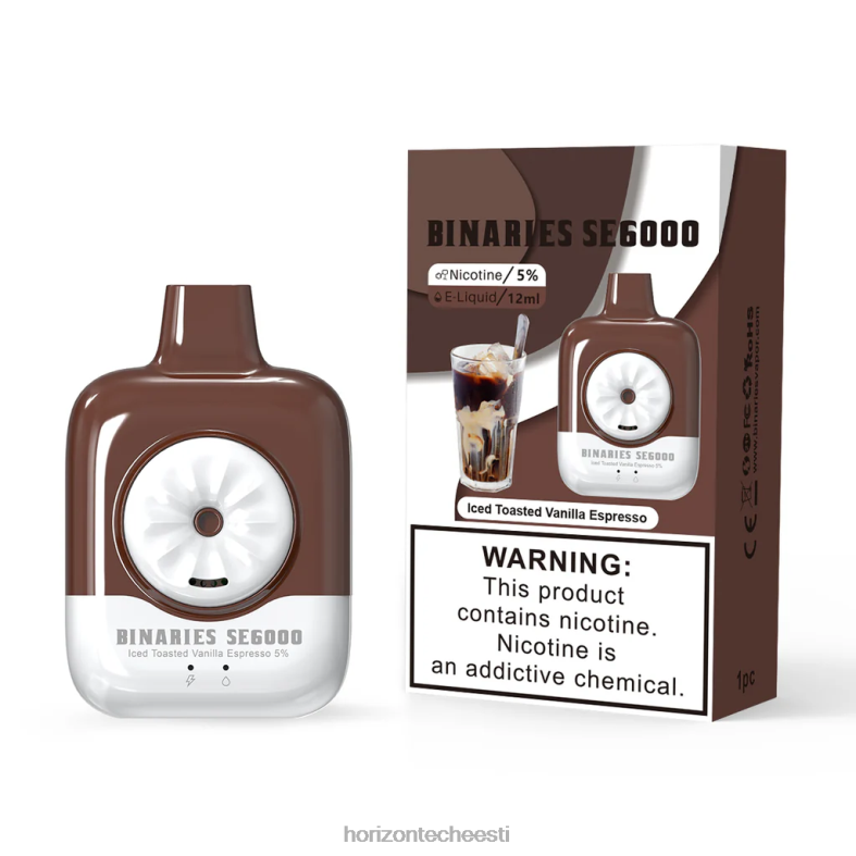 2JXRL153 HorizonTech Binaries Cabin ühekordne see 12ml HorizonTech vape Eesti - jääga röstitud vanilje espresso