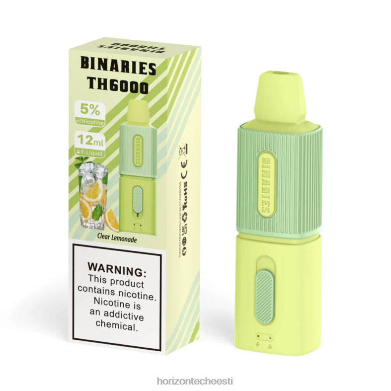 2JXRL114 HorizonTech Binaries Cabin th6000 ühekordne 12ml Horizon Tech vape coils - selge limonaad